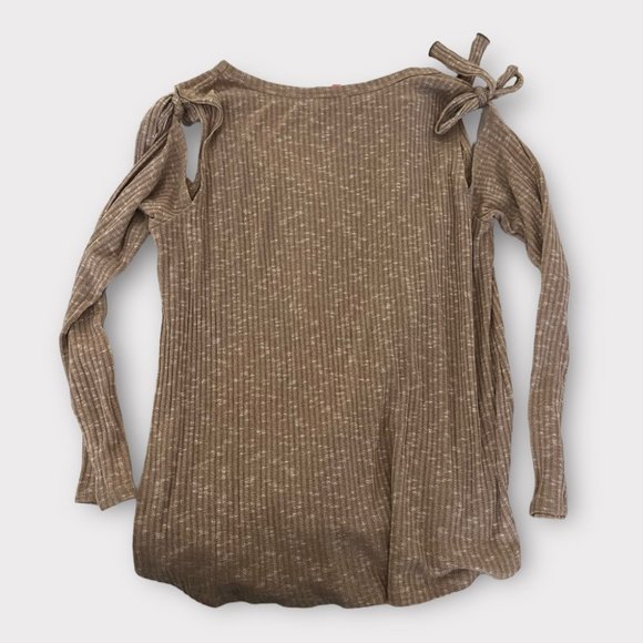 New. Tan Promesa Long Sleeve Top with Shoulder Ties - Picture 3 of 5